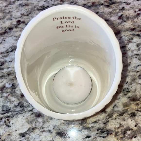 Ceramic Asymmetrical Tealight Candle Holder Praise the Lord for He Is Good - Picture 3 of 8